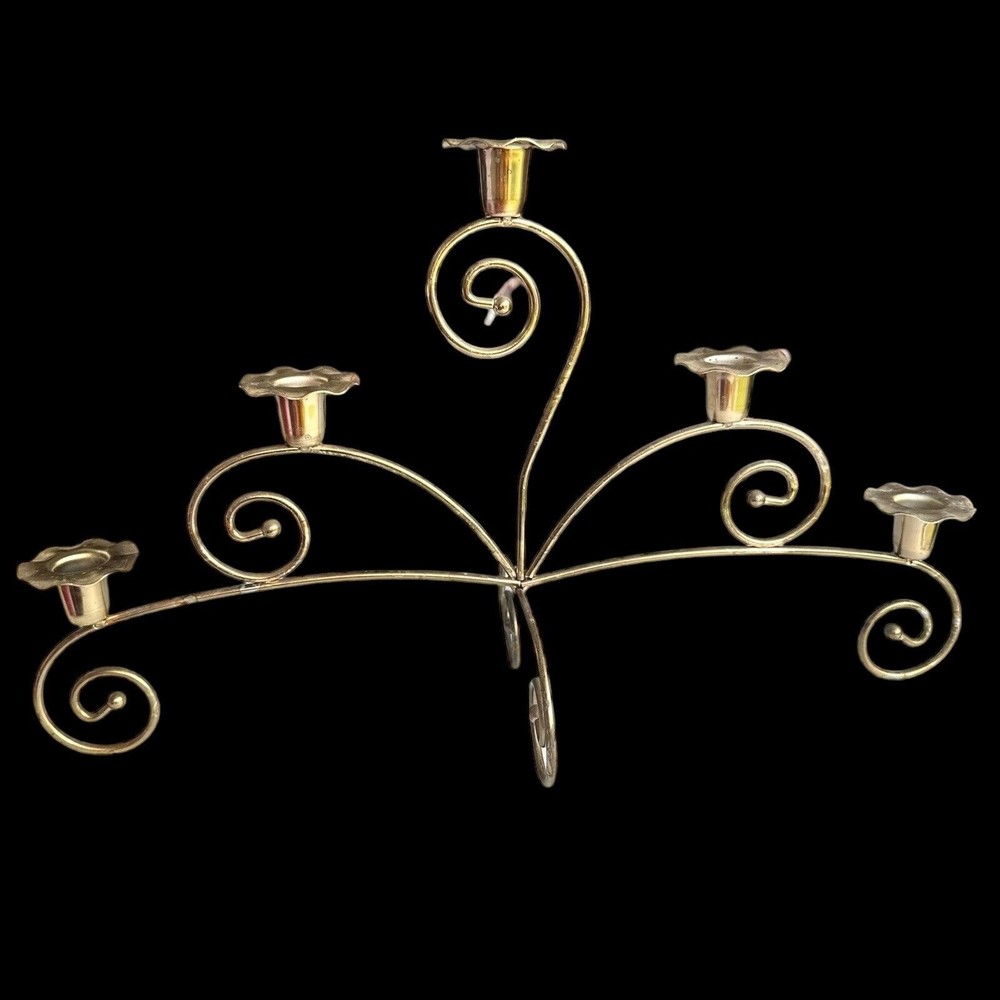 VTG Home Interiors Homco Gold Brass 5 Candle Votive Cup Candelabra Centerpiece